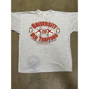 RARE Vintage Old Trafford University T Shirt Double Sided Size L Screen Stars